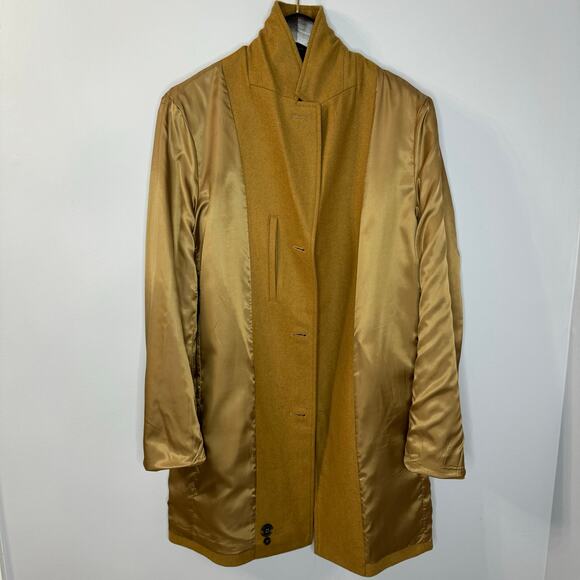 Cole Haan Notch Collar Button Front Wool-Blend Coat Preppy Camel Casual Men's M - Picture 10 of 16